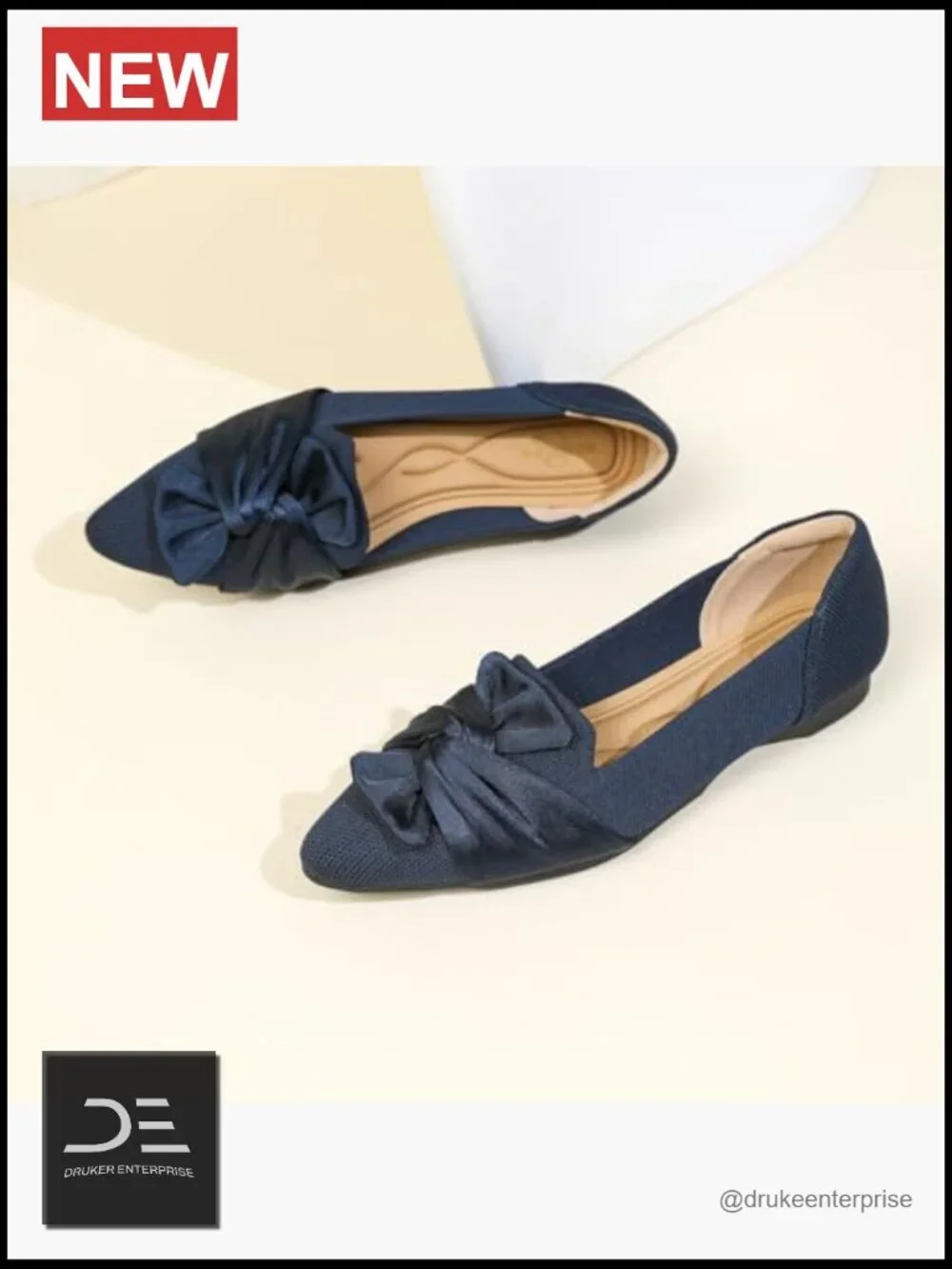 Women's Breathable Mesh Pointed Toe Ballet Flats with Bow, Non-Slip Rubber